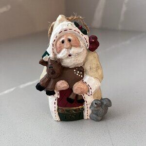 NWT Eddie Walker Midwest Cannon Falls Ornament Wooden Santa Reindeer Vtg 1997